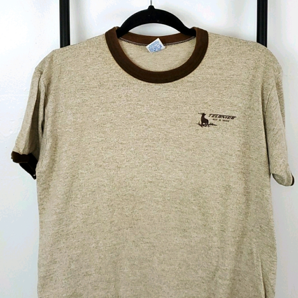 Vintage Russell Athletic t-shirt graphic short sleeve brown adult size L